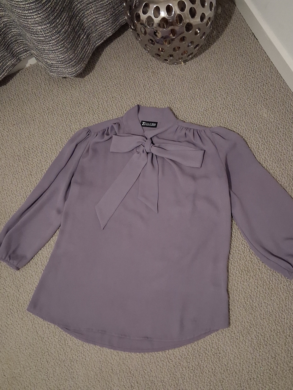 New York & Company Lavender Tie-Neck Blouse - Women